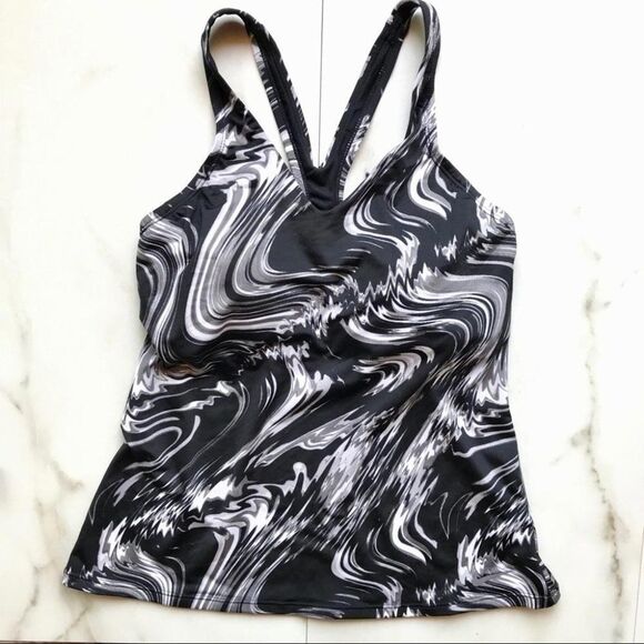 Nike Swim Marble Ombré Gray Swirl Tankini Top - Picture 4 of 8